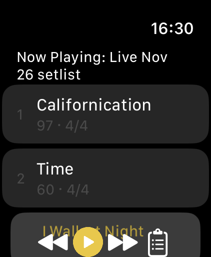 List screen watchOS