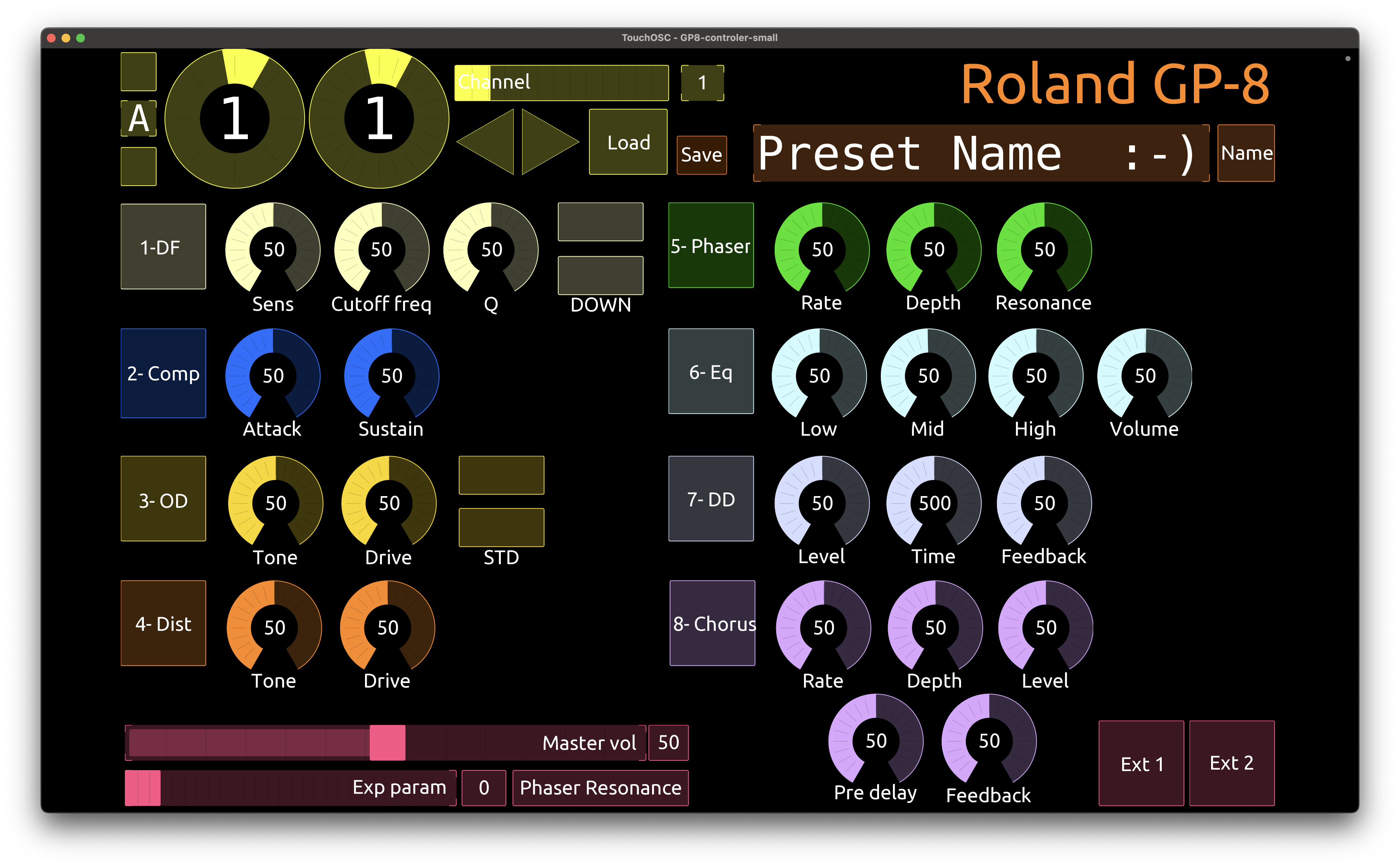 TouchOSC template for Roland GP-8